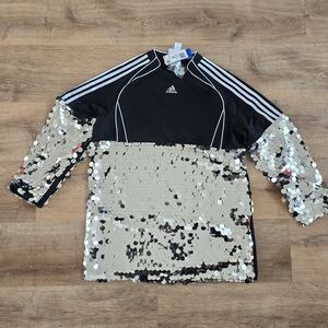 Adidas Black and Gold Sequin Top